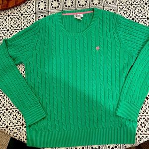 NWOT Lilly Pulitzer Cable Knit Sweater in Classic Lilly Green! Super soft! XL